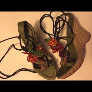 Coral Blue flower shoes 👠